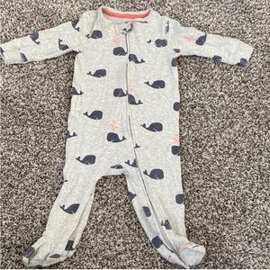 Baby Gap whale zipper pajamas 3-6m